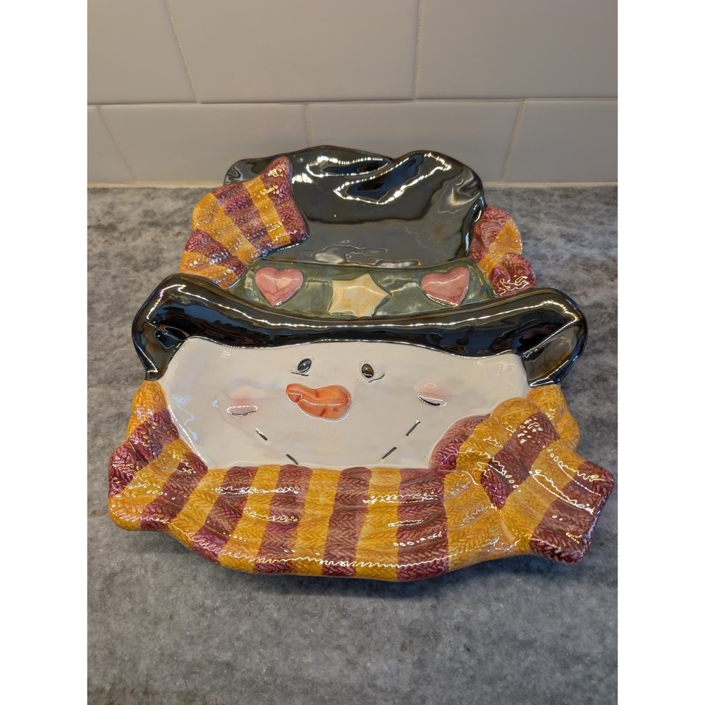 Snowman‎ Iridescent Plate/ Candy Dish
